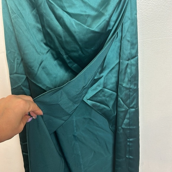 Zara Satin Slip Style Wrap Dress with Gold Chain Detailing on Straps - Picture 8 of 13